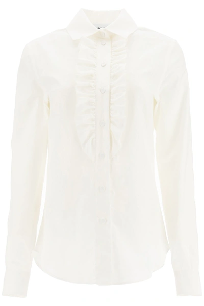 Shop Moschino Poplin Jacquard Shirt In Fantasia Bianco