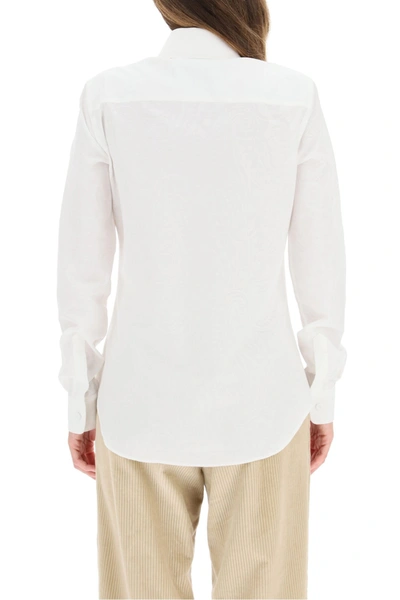 Shop Moschino Poplin Jacquard Shirt In Fantasia Bianco