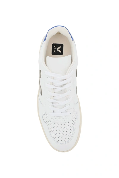 Shop Veja V-10 Leather Sneakers In Extra White Kaki Indigo