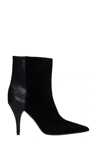 Shop Alchimia Low Heels Ankle Boots In Black Suede And Leather