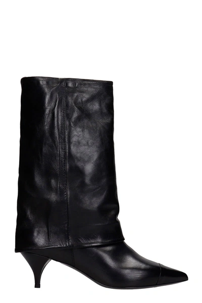 Shop Alchimia Low Heels Ankle Boots In Black Leather