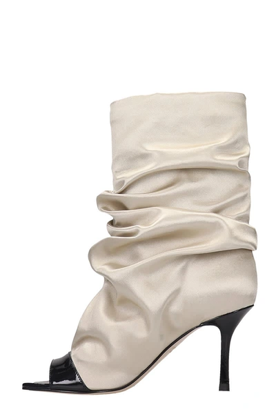 Shop Marc Ellis High Heels Ankle Boots In Taupe Satin