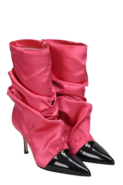 Shop Marc Ellis High Heels Ankle Boots In Rose-pink Satin