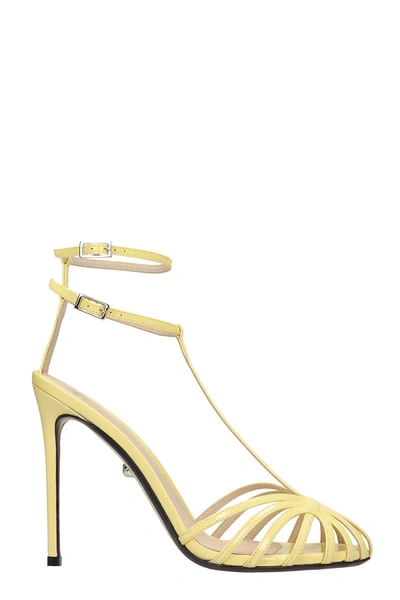 Shop Alevì Stella 110 Sandals In Yellow Patent Leather