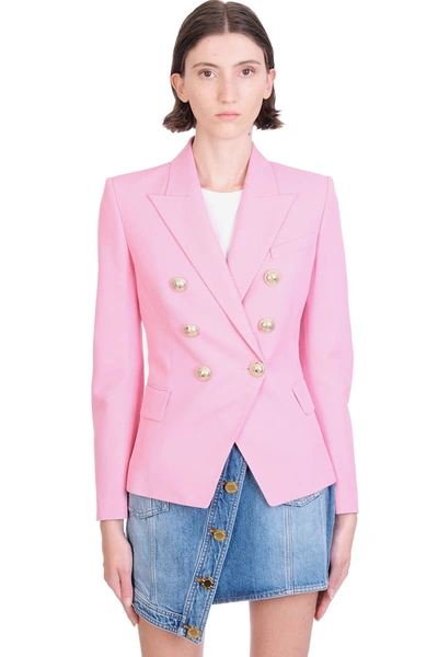 Shop Balmain Blazer In Rose-pink Viscose