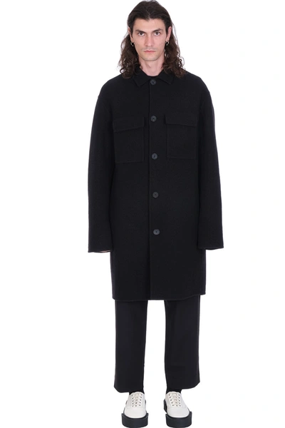 Shop Oamc I.d. Coat Doubl Coat In Black Wool