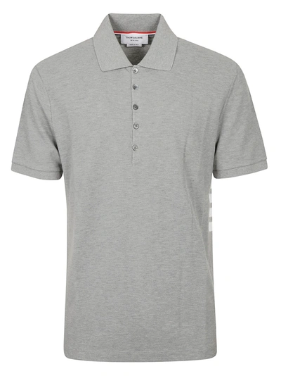 Shop Thom Browne Short Sleeve Rib Cuff Polo Shirt In Light Grey
