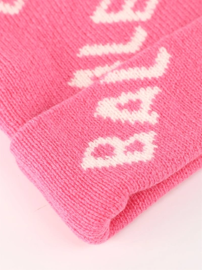 Shop Balenciaga Allover Logo Beanie In Pink