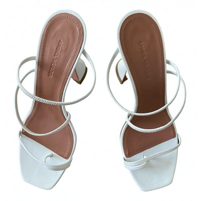 Pre-owned Amina Muaddi Lupita White Leather Sandals