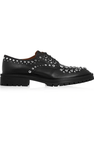 Shop Givenchy Derby Leather Brogues With Silver Eyelets And Studs In Black