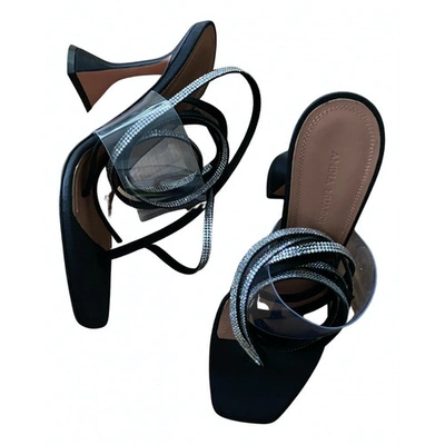 Pre-owned Amina Muaddi Black Leather Sandals