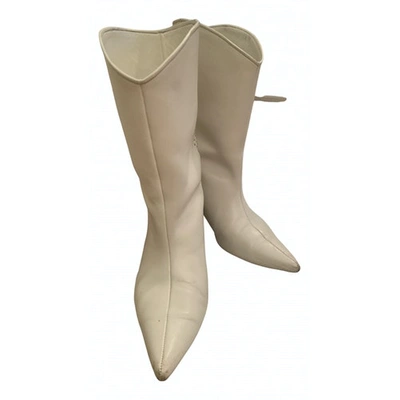 Pre-owned Anine Bing White Leather Boots