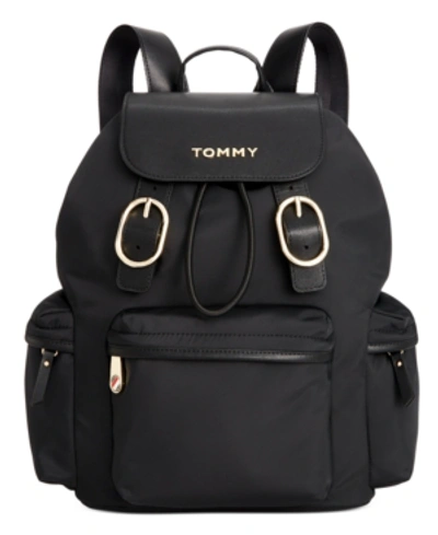 Shop Tommy Hilfiger Nylon Backpack In Black/gold