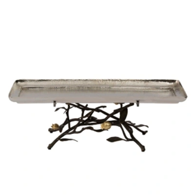 Michael Aram Pomegranate Large Footed Centerpiece Tray In Silver