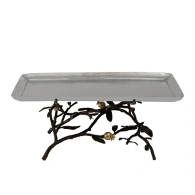 Michael Aram Pomegranate Large Footed Centerpiece Tray In Silver