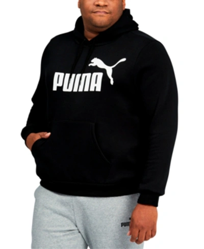 Shop Puma Big & Tall Men's Fleece Logo Hoodie In Black
