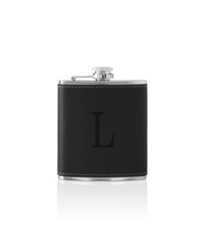 Shop Cathy's Concepts Personalized Leather Flask Set In Black L
