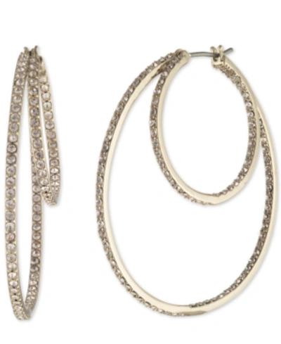 Shop Givenchy Pave Double Hoop Earrings In Gold