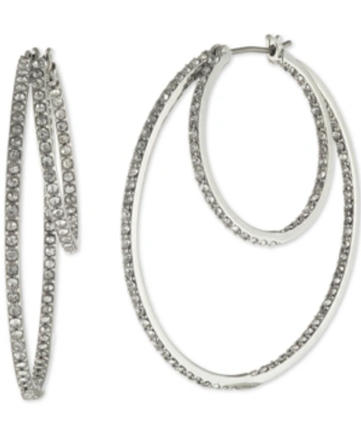 Shop Givenchy Pave Double Hoop Earrings In Silver