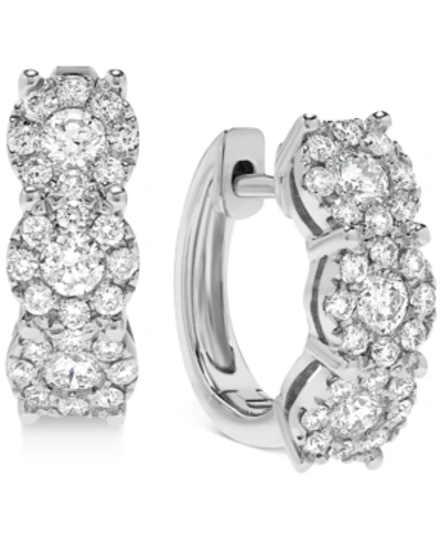 Shop Macy's Diamond Halo Hoop Earrings (1 Ct. T.w.) In 14k Gold Or 14k White Gold