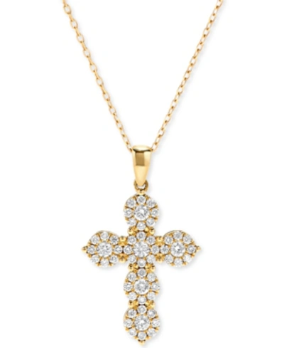 Shop Macy's Diamond Cross Pendant Necklace (5/8 Ct. T.w.) In 14k Gold Or 14k White Gold In Yellow Gold