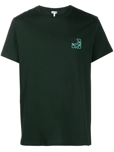 Shop Loewe Chest Embroidered Logo T-shirt In Green