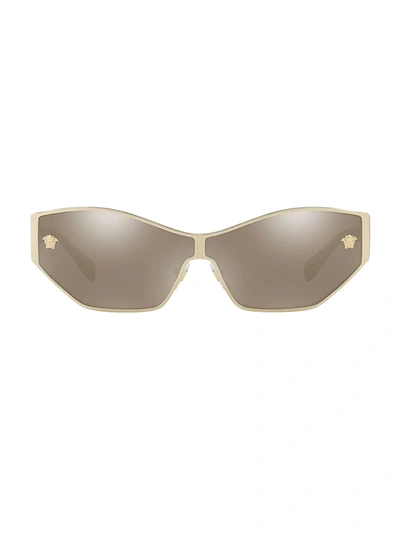 Shop Versace Women's 0ve2205 67mm Shield Sunglasses In Pale Gold
