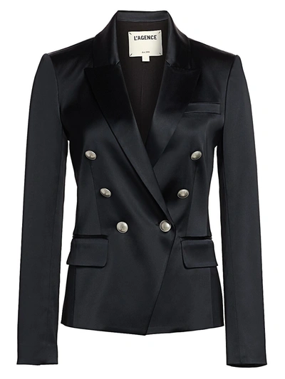 Shop L Agence Women's Kenzie Satin Blazer In Black