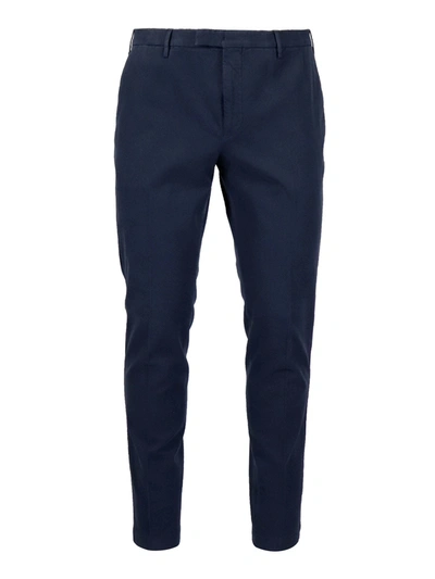 Shop Pt Torino Stretch Cotton Trousers In Blue