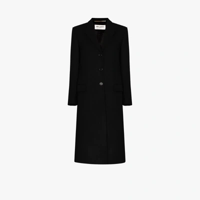 Shop Saint Laurent Single-breasted Wool Coat In Black