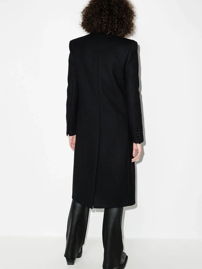 Shop Saint Laurent Single-breasted Wool Coat In Black