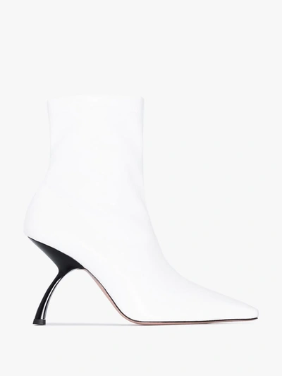 Shop Piferi White Merlin 85 Vegan Leather Ankle Boots