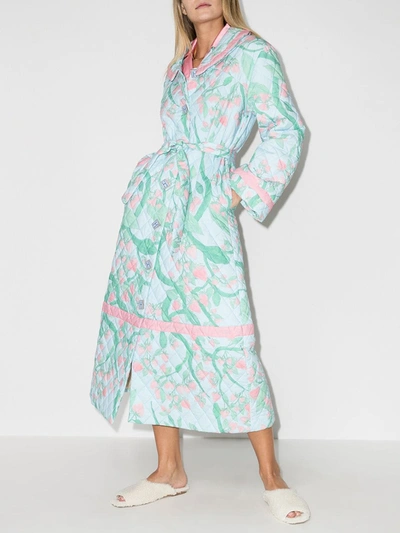 Shop Helmstedt Strawberry Print Cotton Robe In Blue