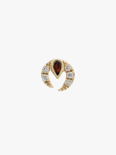 Shop Anissa Kermiche 9k Yellow Gold Claw Diamond And Ruby Single Stud Earring