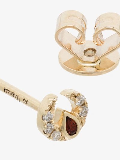 Shop Anissa Kermiche 9k Yellow Gold Claw Diamond And Ruby Single Stud Earring