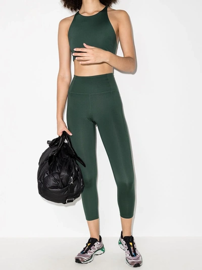 Shop Girlfriend Collective Stretch-fit Seam Detail Leggings In Green