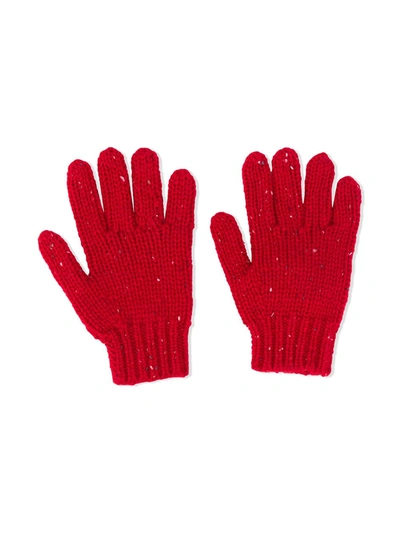Shop Bonpoint Chunky Knit Gloves In Red