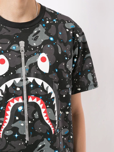 Shop A Bathing Ape Camouflage Shark Print Cotton T-shirt In Black