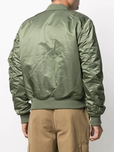 Shop Alpha Industries Logo-tag Bomber Jacket In Green