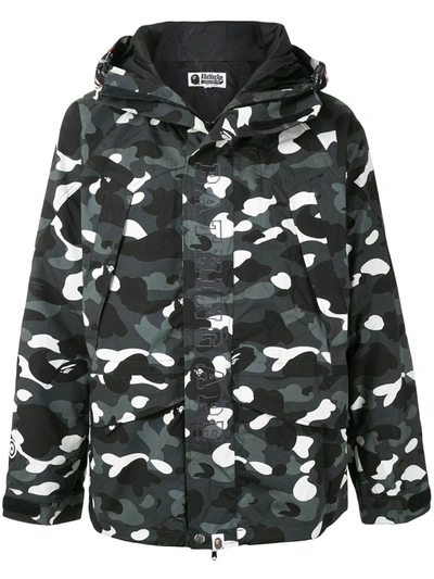 Shop A Bathing Ape Camo Shark Hooded Jacket In Grey