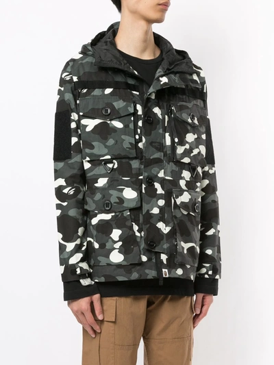 Shop A Bathing Ape Multi-pocket Camouflage-print Jacket In Grey