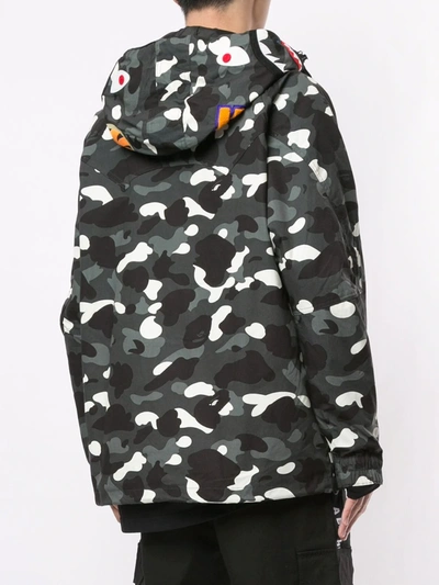 Shop A Bathing Ape Camo Shark Hooded Jacket In Grey