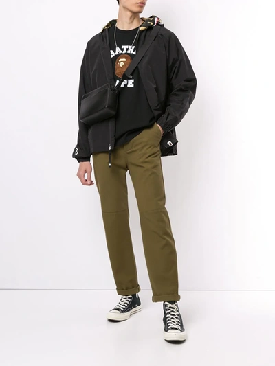 Shop A Bathing Ape Camouflage Print Hooded Jacket In Black