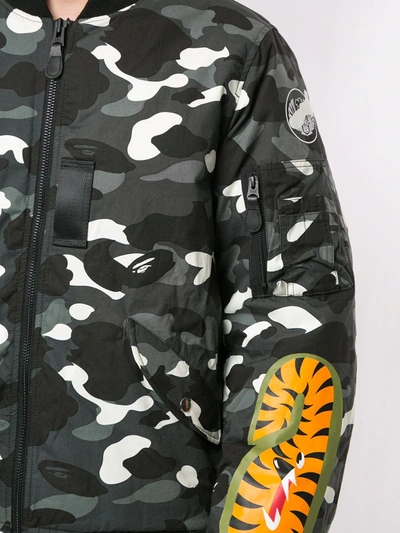 Shop A Bathing Ape Camo Shark Bomber Jacket In Black