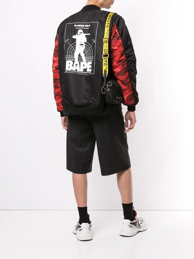 Shop A Bathing Ape Camouflage Logo Print Bomber Jacket In Black