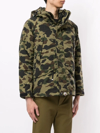 Shop A Bathing Ape Camouflage Print Hooded Jacket In Green