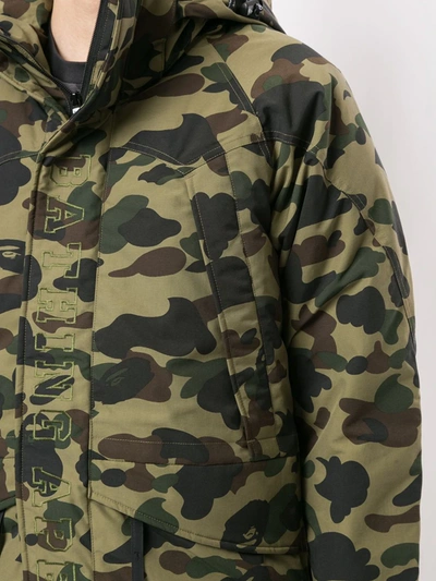 Shop A Bathing Ape Camouflage Print Hooded Jacket In Green