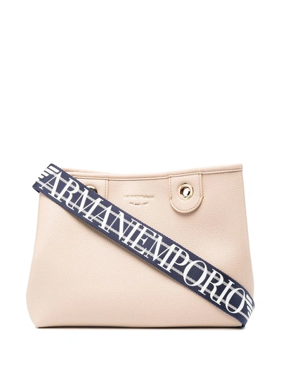 Shop Emporio Armani Large Grain-effect Faux-leather Tote Bag In Neutrals