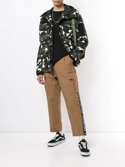 Shop A Bathing Ape Logo-tape Cargo Trousers In Brown