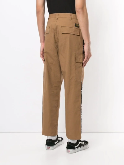 Shop A Bathing Ape Logo-tape Cargo Trousers In Brown